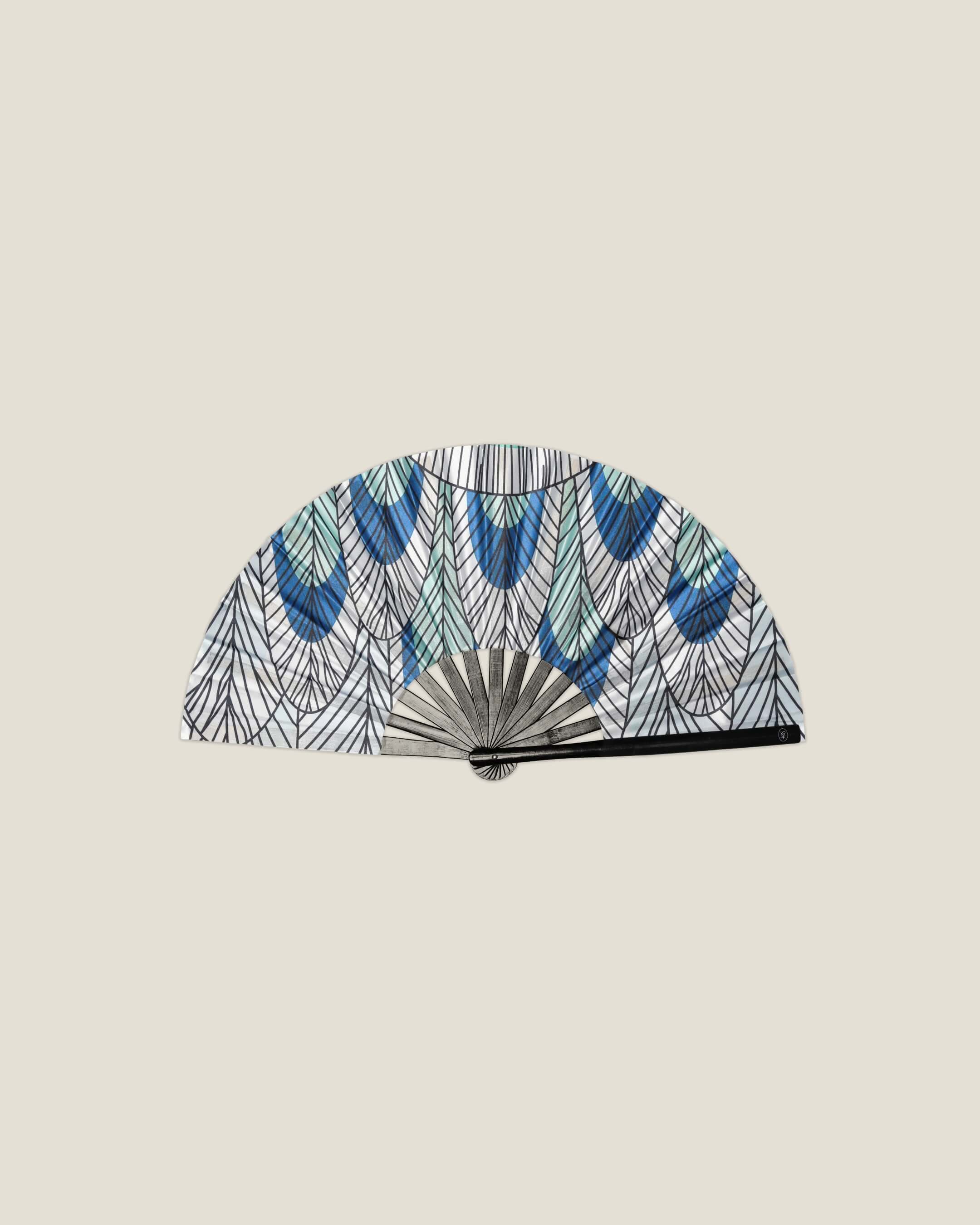 Azure Peacock Hand Fan