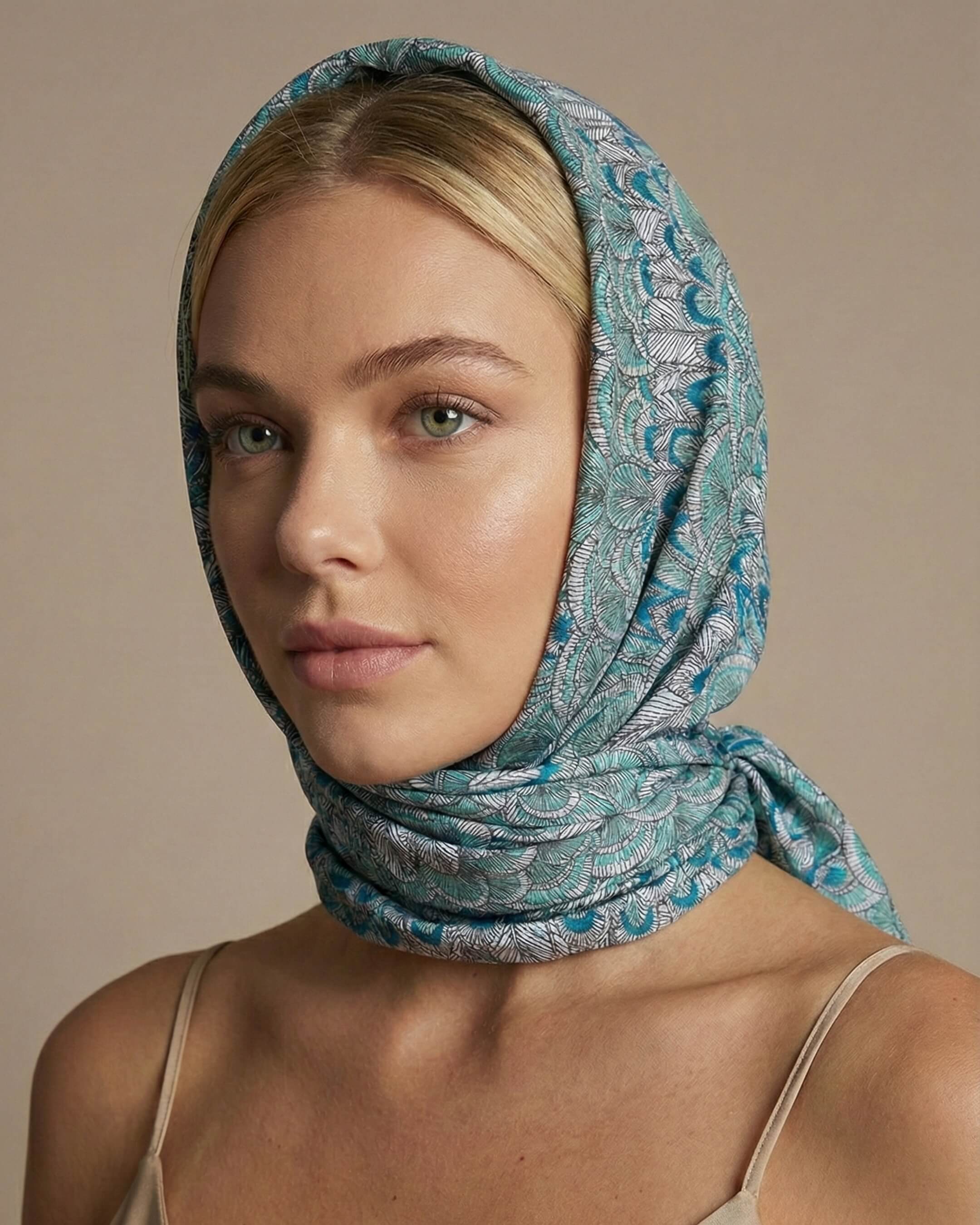 Azure Peacock Headscarf